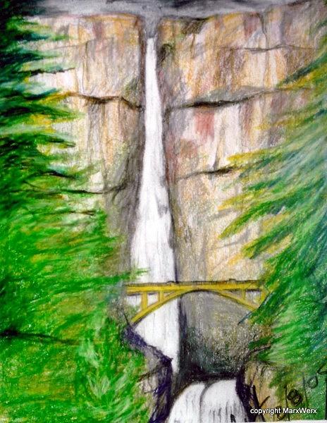 Multonomah Falls Painting by Marx Rehburg