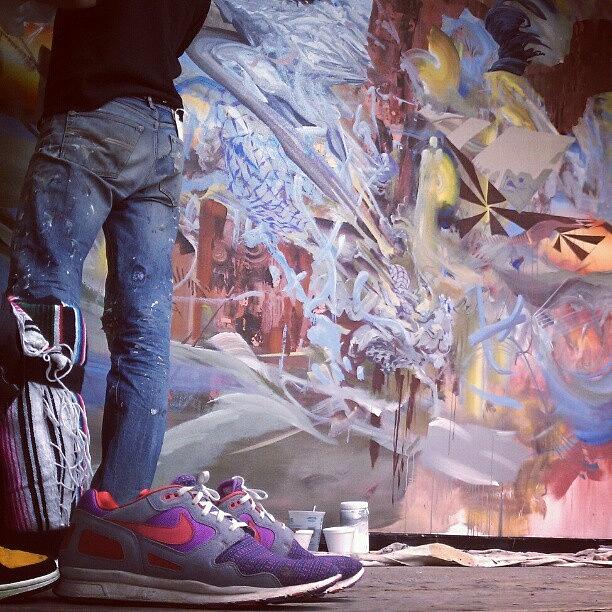 Sneakers Photograph - Mural in Process by Mary Griffin
