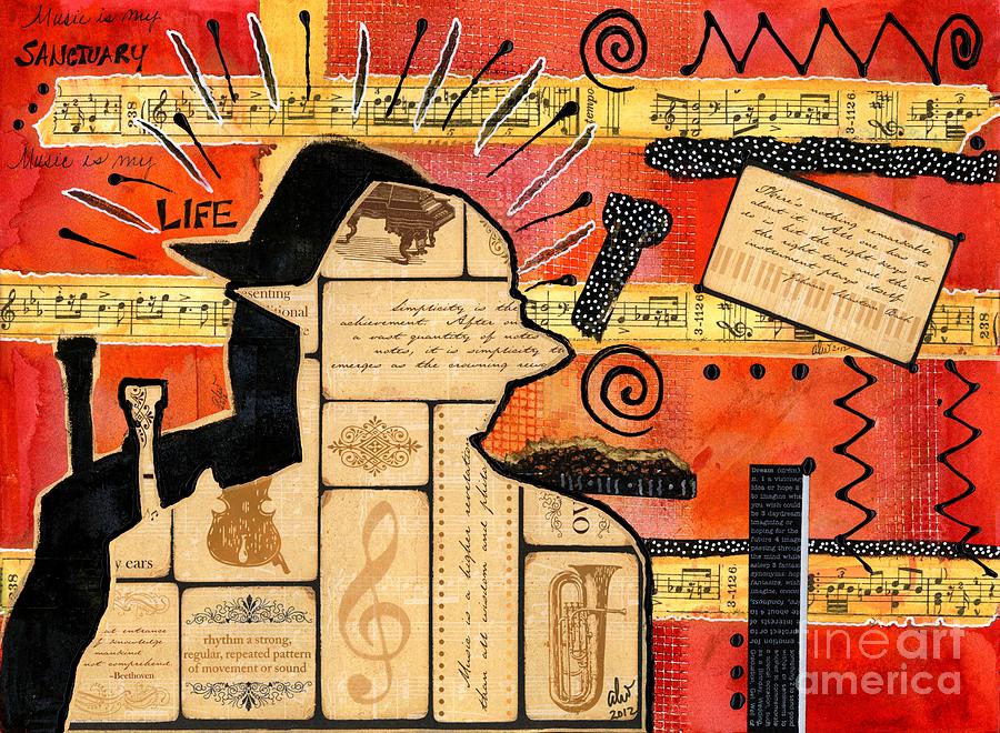 Music is My Sanctuary Mixed Media by Angela L Walker