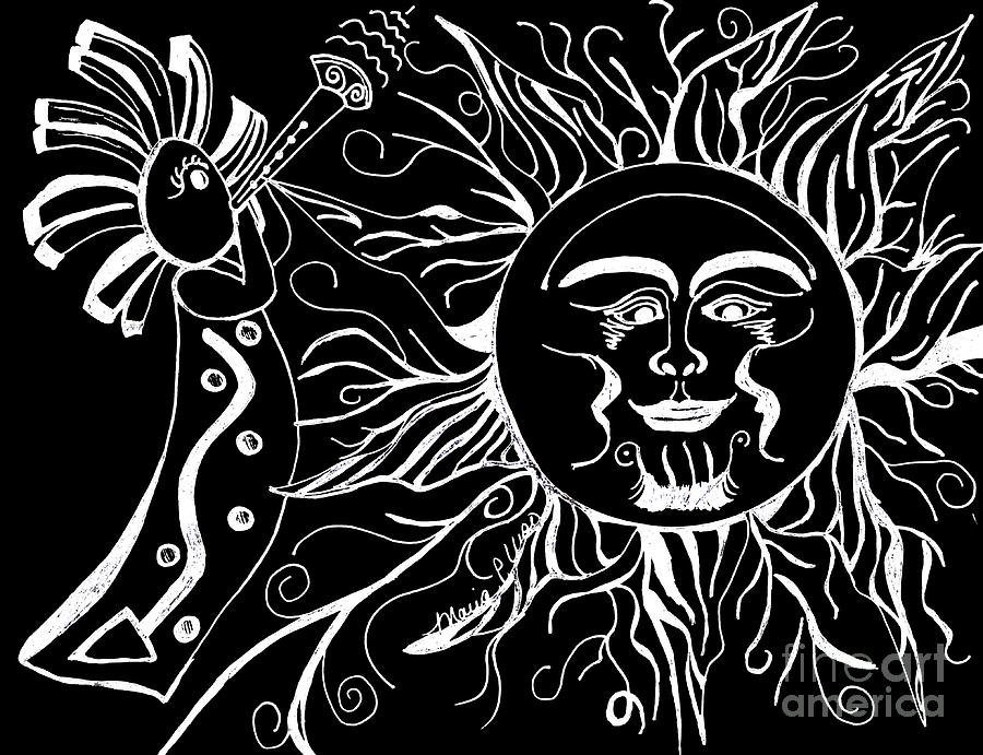 Sunrise Drawing - Musical Sunrise - Inverted by Maria Urso