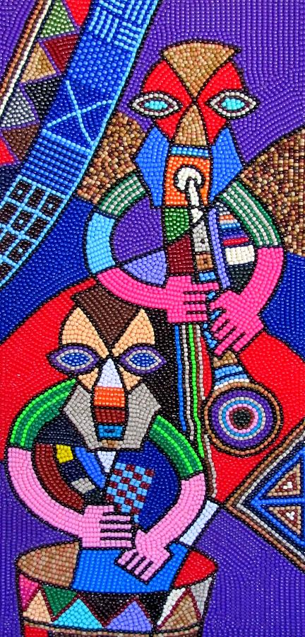 Contemporary African Art Mixed Media - Musicians by Harold Egbune