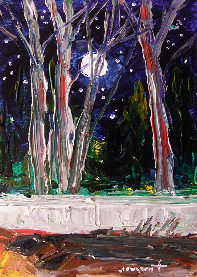 Tree Painting - Musing-Moon Over the Wall by John Williams