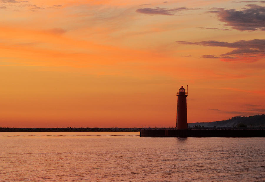 Sunset Photograph - Muskegon Light at Sunset by Michael Peychich