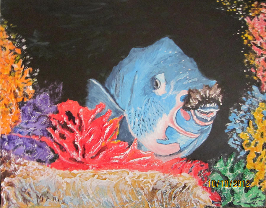 Mustache Fish Painting by Maris Sherwood