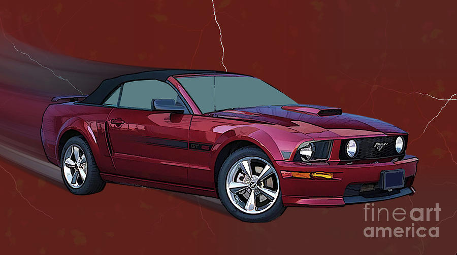 Mustang GT Convertible Digital Art by Tommy Anderson