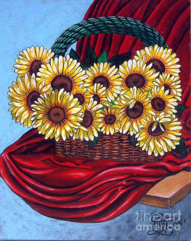 Sunflower Painting - My First Sunflowers by Annette Jimerson