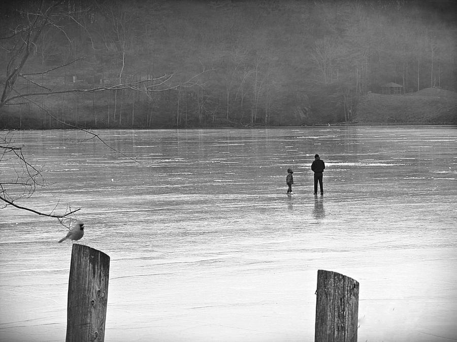 My First Walk On Water BW Photograph by David Dehner
