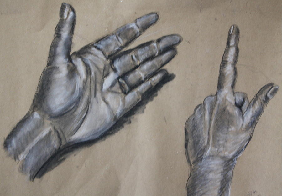 My Left Hand Drawing by Gitta Brewster