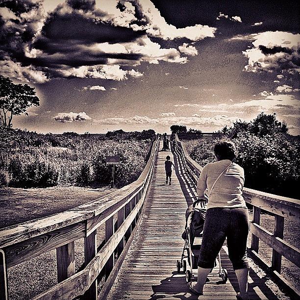 Summer Photograph - My Mom And The Kids On The Boardwalk At by Julianna Rivera-Perruccio