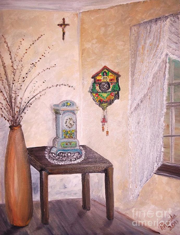 Clock Painting - My Own Little Corner by Rhonda Lee