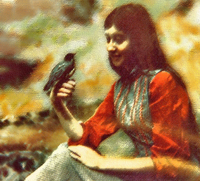 My Sister - Dawn and Rescued Robin 1982 Photograph by Lenore Senior