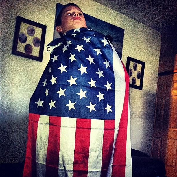 Flag Photograph - My #son Being #silly #americanflag by S Smithee