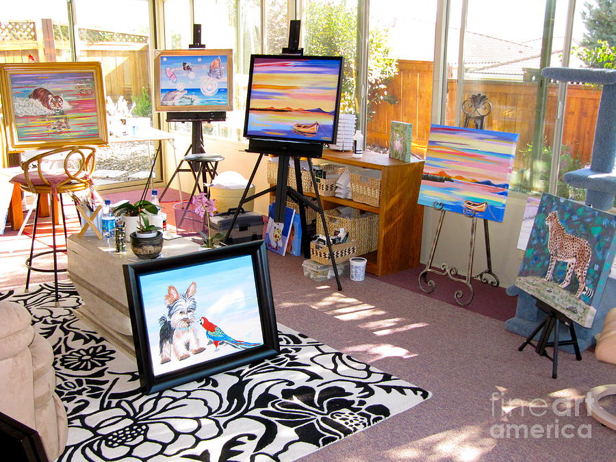 My Studio and Paintings Painting by Phyllis Kaltenbach