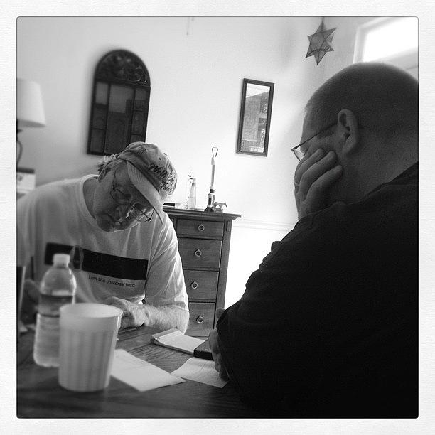 Father Photograph - My Two Favorite Men. Figuring Out Deck by G G