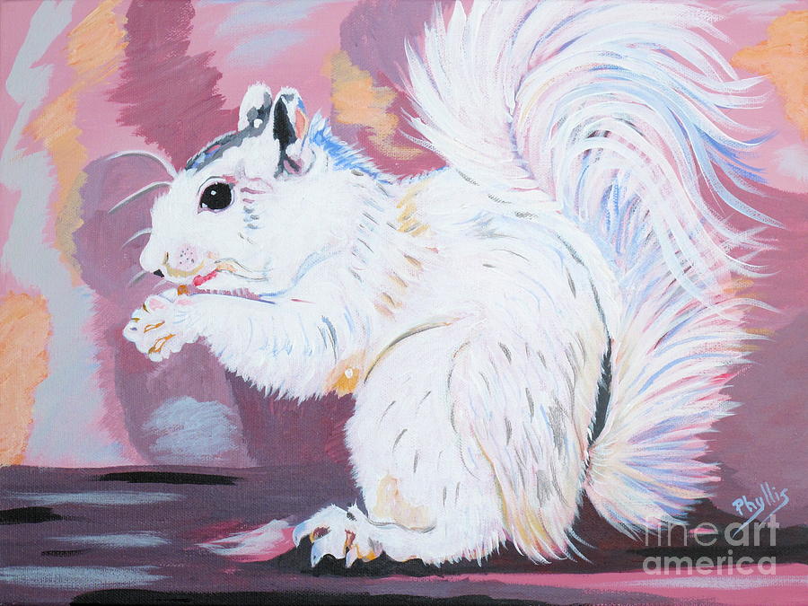 My White Squirrel Painting by Phyllis Kaltenbach