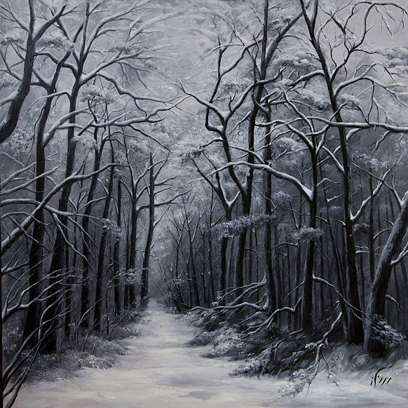 My winter path Painting by Mahnaz Baikzadeh - Fine Art America