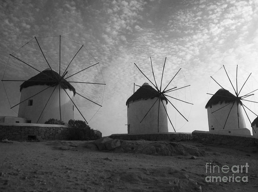 Greek Photograph - Mykonos Windmills by Leslie Leda