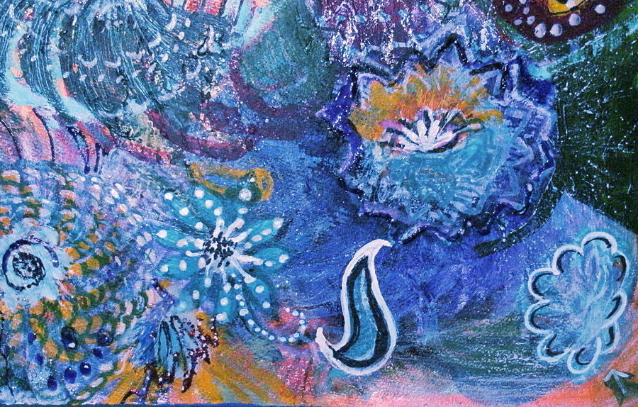 Abstract Mixed Media - Mysteries Under the Sea by Anne-Elizabeth Whiteway