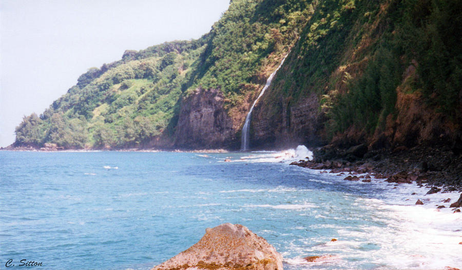 Na Pali Coast Waterfall Photograph by C Sitton