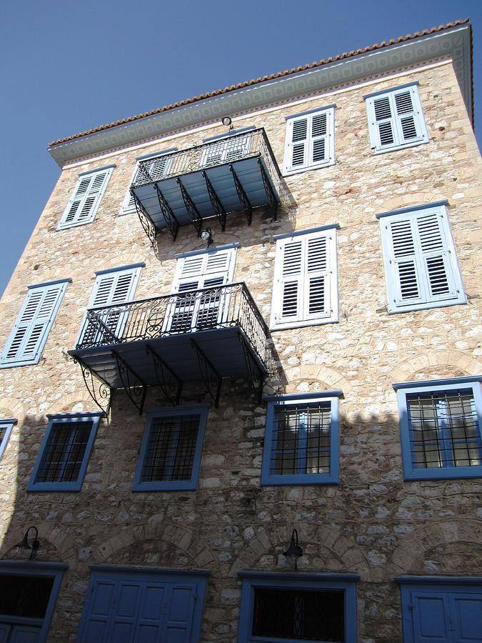 Nafplion Architecture of Building with Window Shutters and Balcony in Greece  Photograph by John Shiron