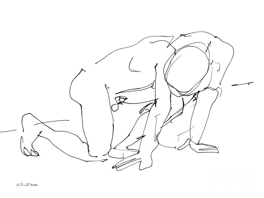 Naked-Man-Art-18 Drawing by Gordon Punt