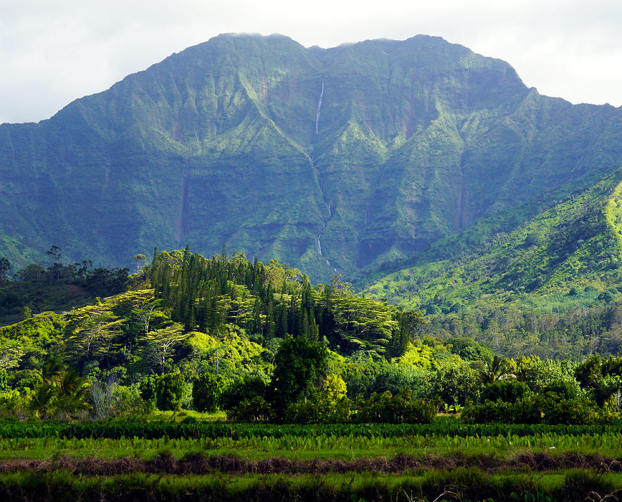 Waterfall Photograph - Hanaleis Mountains Kauai by Kevin Smith