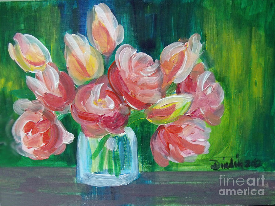 Flower Painting - Nanay Loves Tulips by Dindin Coscolluela