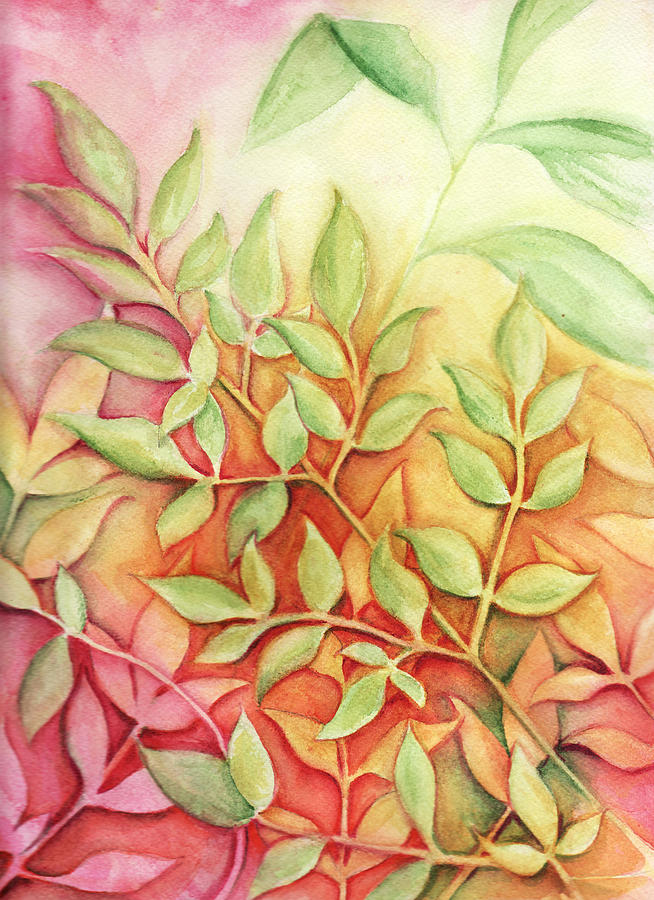 Nandina Leaves Painting by Carla Parris