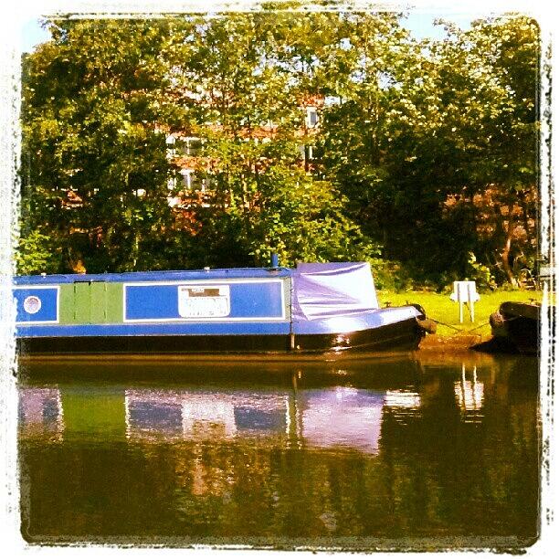 Summer Photograph - Narrowboat In Blue by Abbie Shores