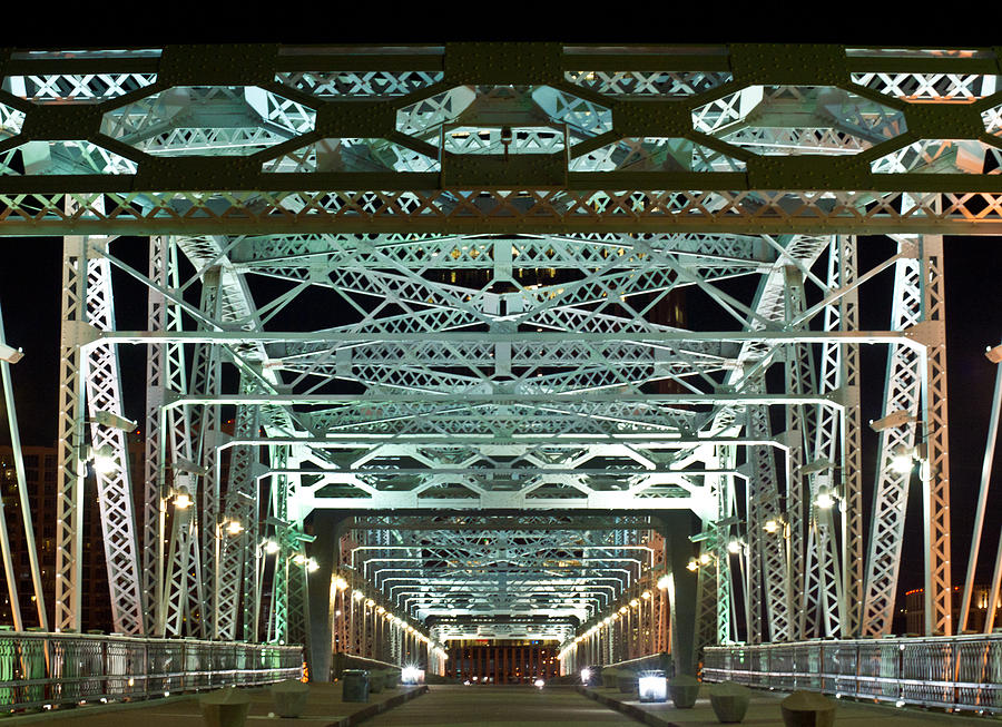 Nashville Photograph - Nashville by Night Bridge 2 by Douglas Barnett