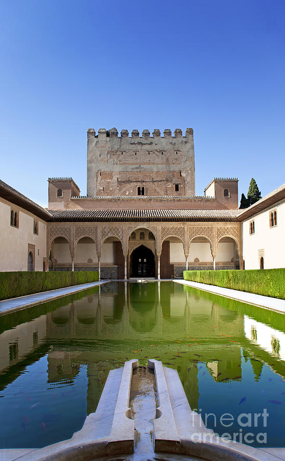 Alhambra Photograph - Nasrid Palace from fish pond by Jane Rix