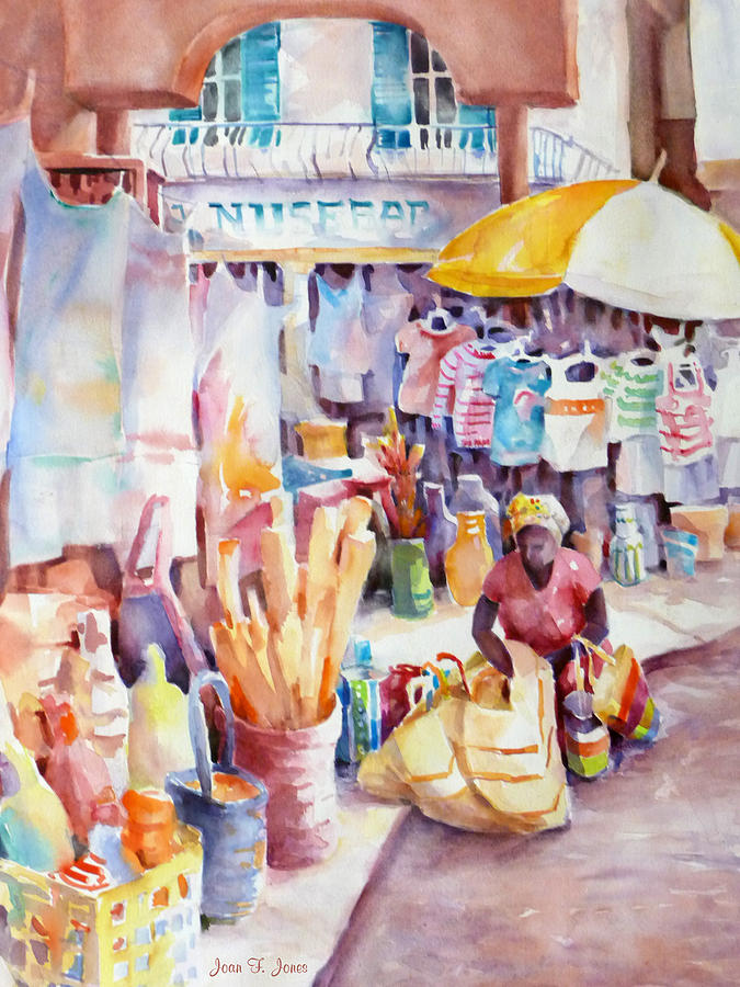 Nassau Market Painting by Joan Jones