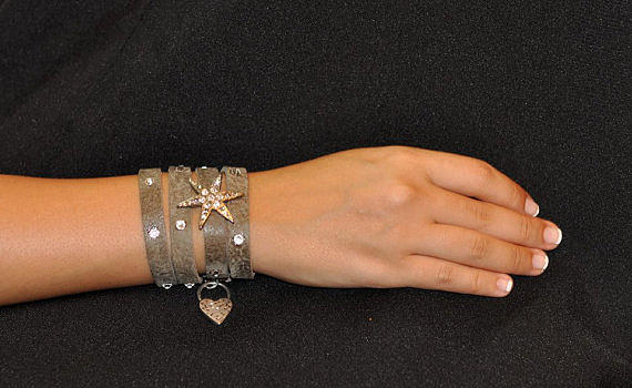 Christmas Jewelry - Nataly Noama Shining Star Gray Leather Bracelet by Nataly Noama