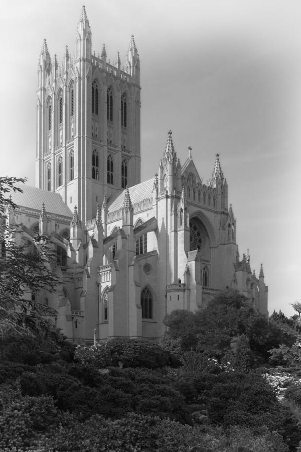 National Cathedral BW Photograph by Frances Miller