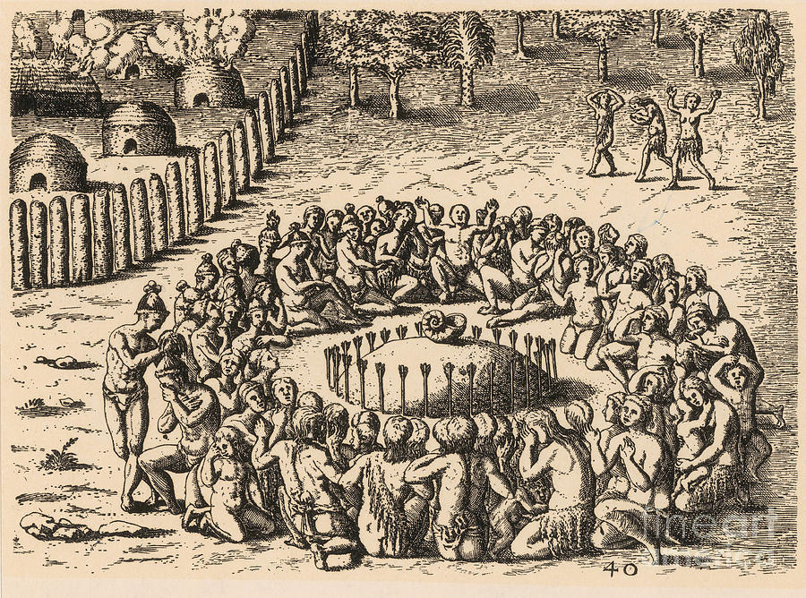 Jacques Le Moyne Photograph - Native American Funeral, C. 1500s by Photo Researchers
