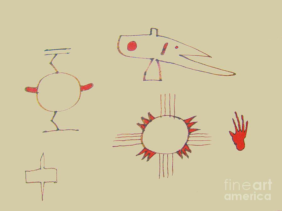 Native American Symbols Drawing by Thea Recuerdo