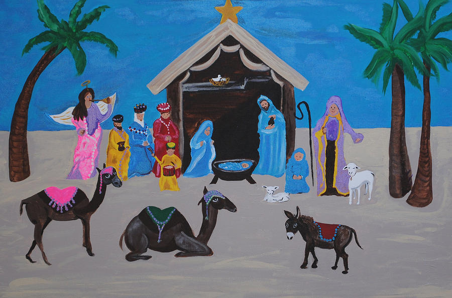 Christmas Painting - Nativity by Melanie Wadman
