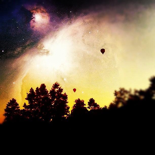 Nature Photograph - #nature #sky #balloon #tree #dark by Brandon Yamaguchi