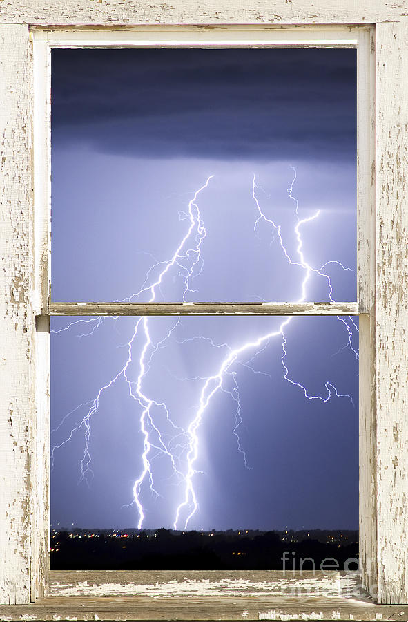 Nature Strikes White Rustic Barn Picture Window Frame Photo Art Photograph by James BO Insogna