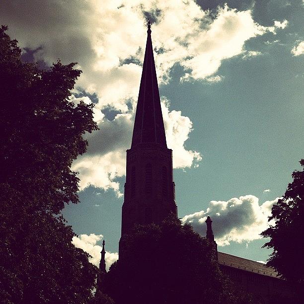 Nature Photograph - #nature #trees #leaves #church #steeple by Jenna Luehrsen