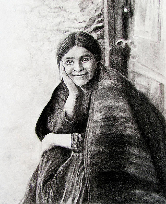 Navajo Woman Smiling Drawing by Jessica Crabtree Fine Art America
