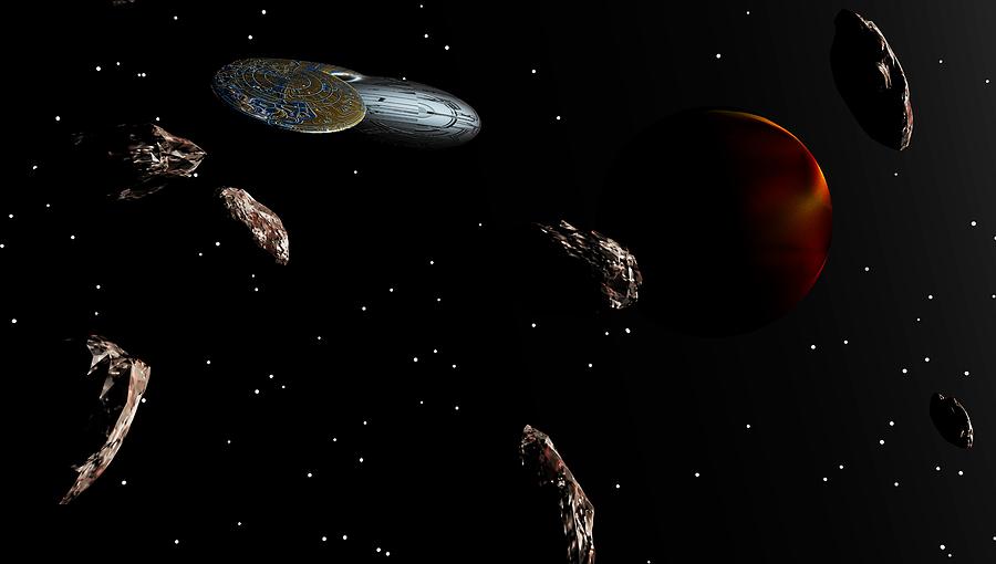 Navigating an Asteroid Field Digital Art by David Lane