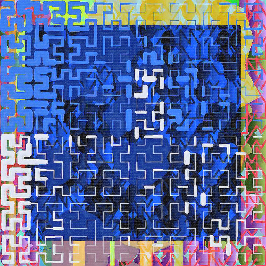 Navy Maze Digital Art by Dee Flouton