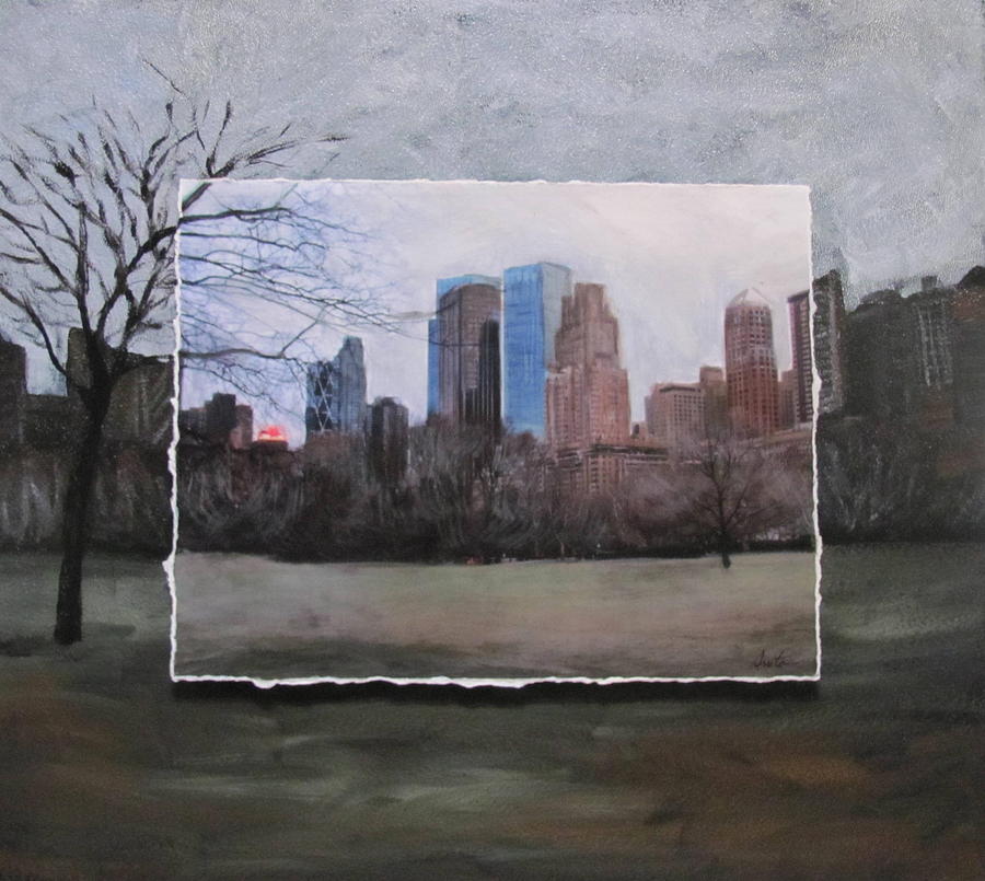NCY Central Park layered Mixed Media by Anita Burgermeister