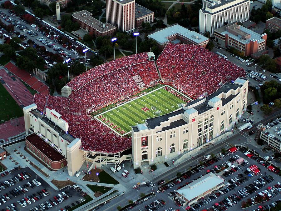 Nebraska Aerial View Of Memorial Stadium Photograph by PRANGE Aerial