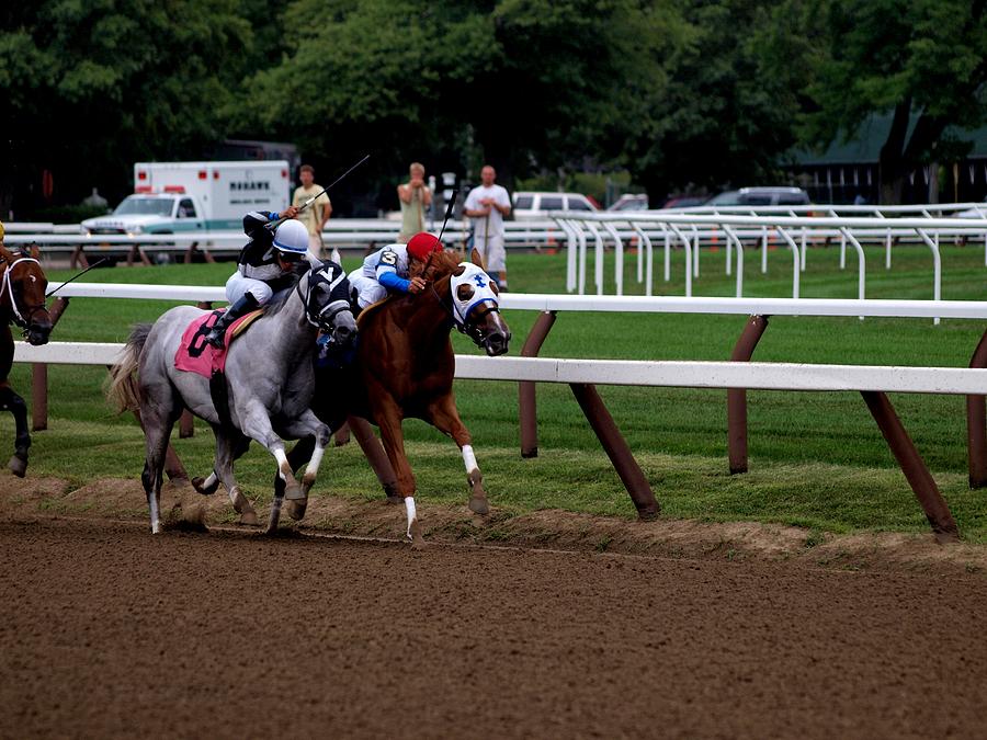 Horse Racing Photograph - Neck and Neck at Saratoga two by Joshua House