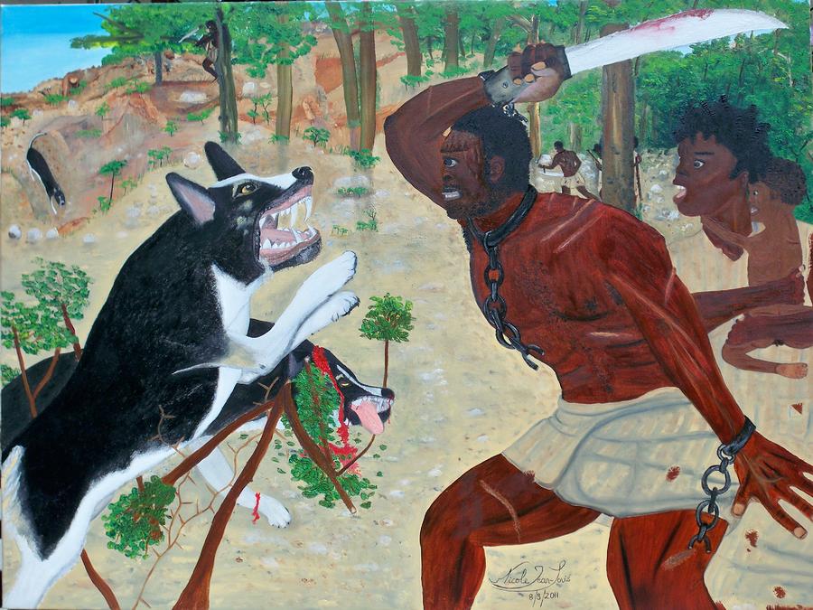 Dog Painting - Neg Mawon Haiti 1791 by Nicole Jean-Louis