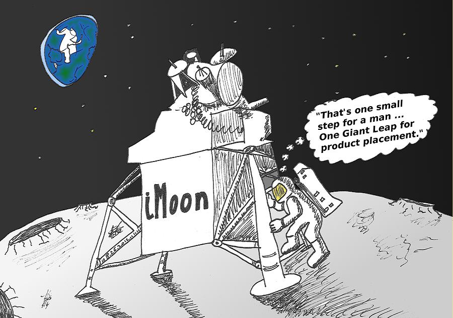 Astronaut Mixed Media - Neil Armstrong iMoon lunar laugh by OptionsClick BlogArt