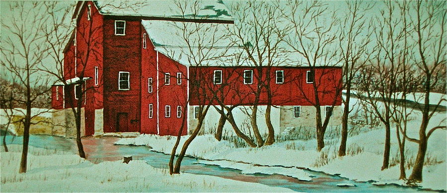 Winter Painting - Nelsonville Mill by Carolyn Rosenberger