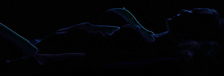 Nude Photograph - Neon Blue Silhouette by Andreas Hohl